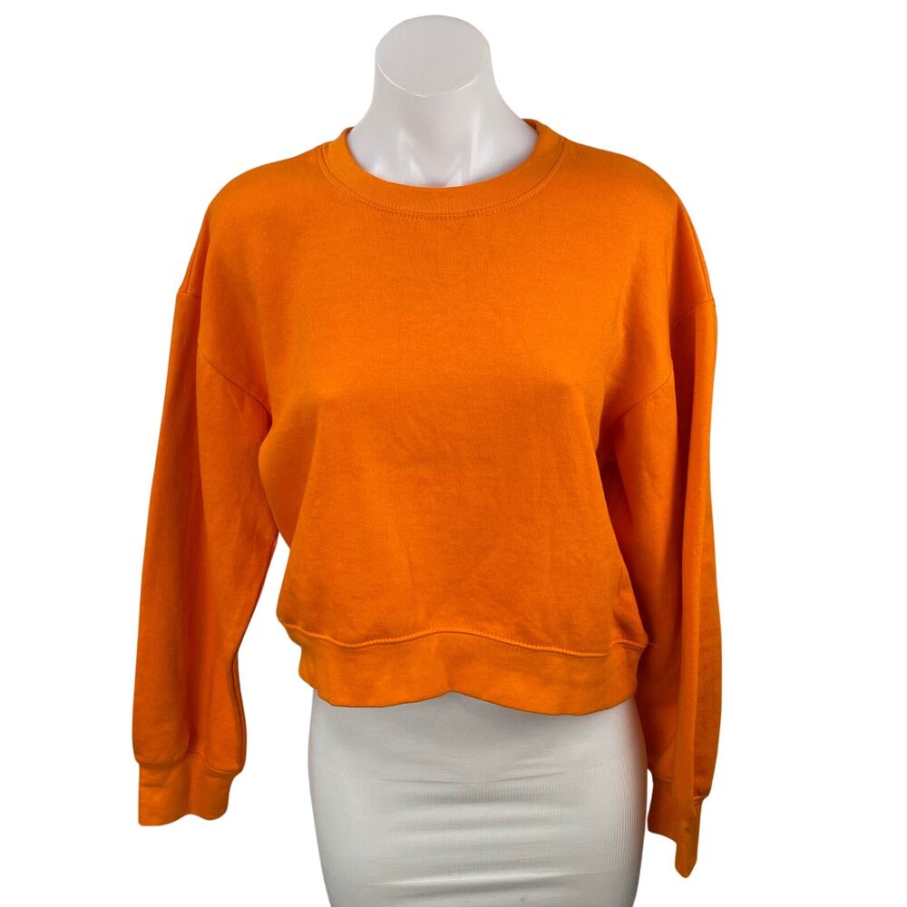 Zara Women's Coral Crew Neck Long Sleeve Knit Boxy Sweater Sweatshirt Top Size S